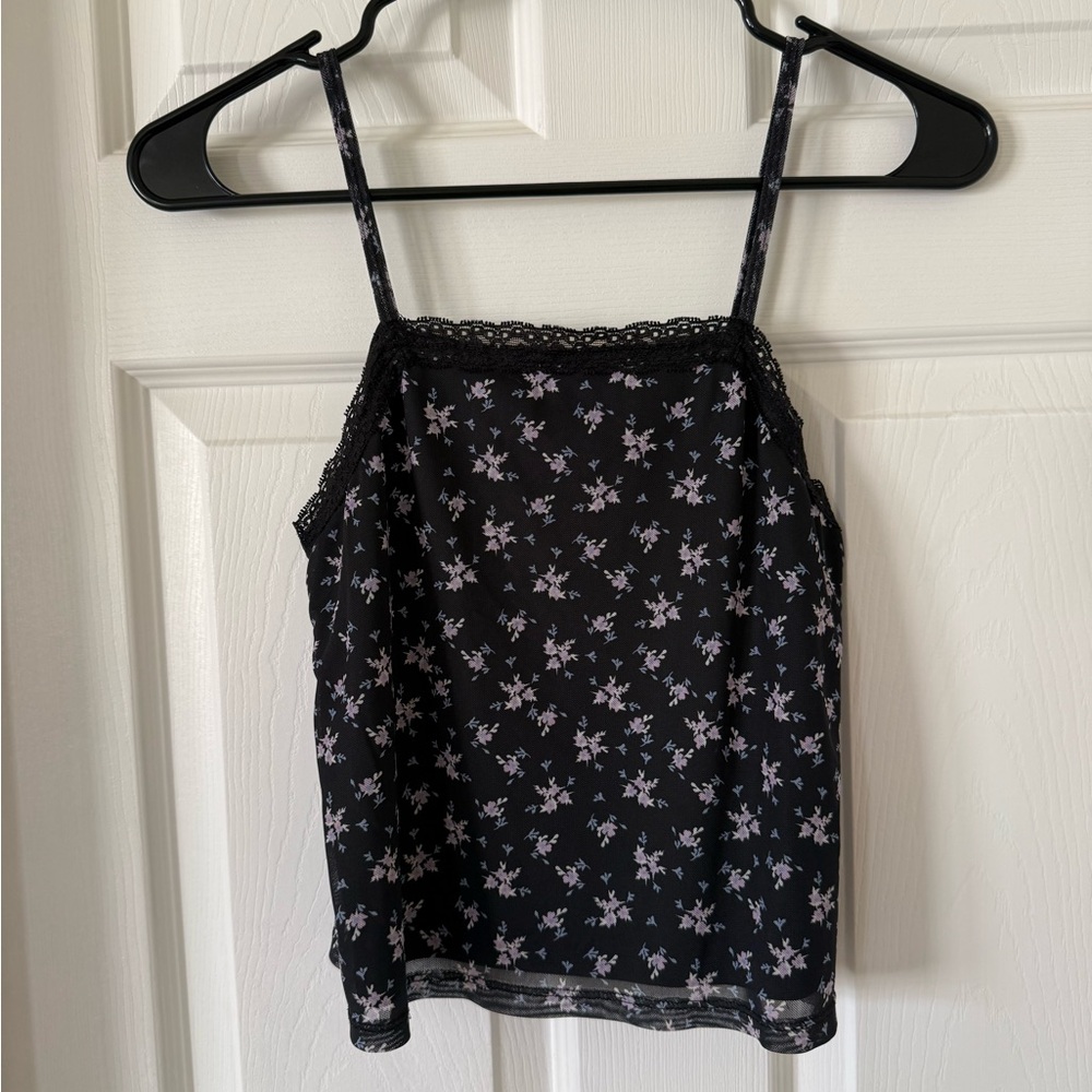 Floral Lace Trim Cami Top